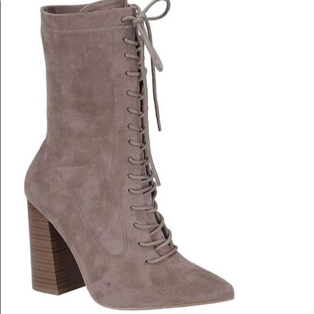 Taupe Lace Up Booties